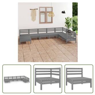 Tuinmeubelset Hout - Hoekbank Middenbank Voetenbank/Tafel - Grijs - 63.5x63.5x62.5cm (LxBxH) - Massief