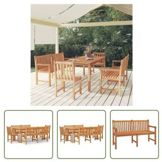 Tuinmeubelset - Houten eethoek - Tafel- 180 x 90 x 77 cm - Bank- 150 x 60 x 90 cm - Stoel- 50 x 53 x Bruin