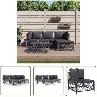 Tuinmeubelset - Lounge - Antraciet - Geweven stof - Gepoedercoat staal - Textileen - 72x72x66cm Grijs