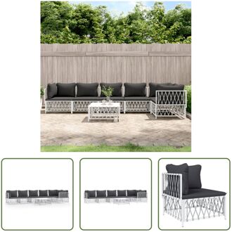 Tuinmeubelset - Loungeset modulair - Wit - Geweven stof - Gepoedercoat staal - Afmetingen- 72x72x66cm