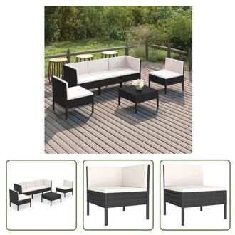 Tuinmeubelset - Loungeset - PE-rattan - 60x60x35cm - Zwart - Crèmewit