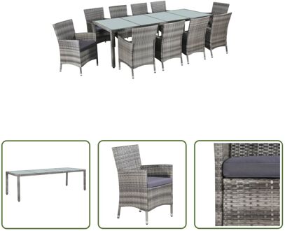 Tuinmeubelset Monaco - Poly rattan - 250x100x74 - Donkergrijs