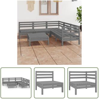 Tuinmeubelset Pallet Grijs - 63.5x63.5x62.5 cm - Massief grenenhout