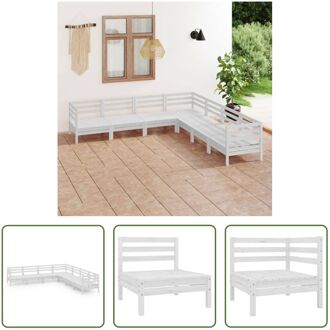 Tuinmeubelset Pallet - Wit - 63.5 x 63.5 x 62.5 cm - Grenenhout