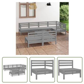 Tuinmeubelset Palletdesign - Grijze Massief Grenenhout - Hoekbank 63.5x63.5x62.5cm - Voetenbank/Tafel Grijs