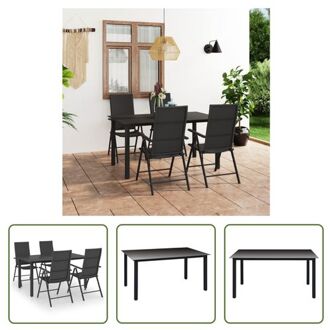 Tuinmeubelset - PE-rattan - Aluminium - Zwart - 150 x 90 x 74 cm - Lichtgewicht - Weerbestendig