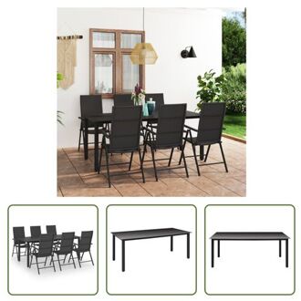 Tuinmeubelset - PE-rattan - Aluminium - Zwart - 190x90x74 cm - 7 posities