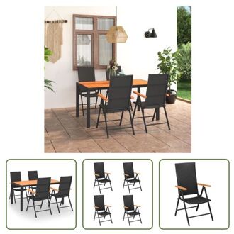 Tuinmeubelset - PE-rattan - HKC - Aluminium - 150 x 90 x 74 cm - Zwart/Bruin - 4 stoelen