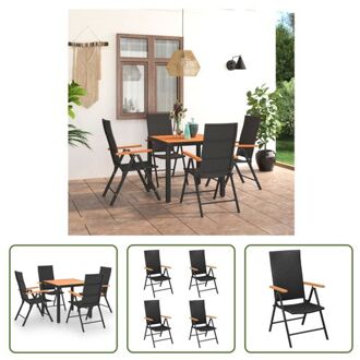 Tuinmeubelset - PE-rattan - HKC armleuningen - HKC tafelblad - Aluminium frame - Lichtgewicht - Zwart