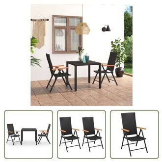 Tuinmeubelset - PE-rattan - HKC armleuningen - HKC tafelblad - Aluminium frame - Lichtgewicht - Zwart