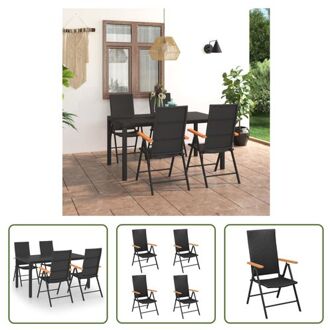 Tuinmeubelset - PE-rattan - HKC armleuningen - HKC tafelblad - aluminium frame - Lichtgewicht - Zwart