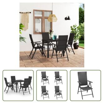 Tuinmeubelset - PE-rattan - HKC en aluminium - 79 x 79 x 74 cm - zwart