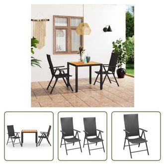 Tuinmeubelset - PE-Rattan - HKC Tafelblad - Aluminium Frame - Zwart/Bruin - 79x79x74cm - 2 Stoelen