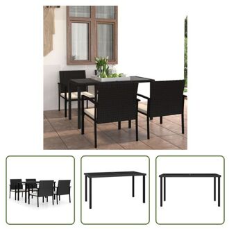 Tuinmeubelset - Poly Rattan - Zwart - 140x70x73 cm - 4x Stoel - 4x Zitkussen