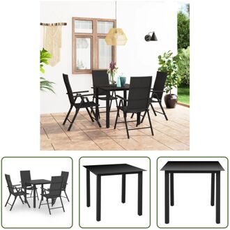 Tuinmeubelset - - Tafel- 80 x 80 x 74 cm - Stoel- 55 x 64 x 105 cm - Kleur- zwart - Materiaal- glas