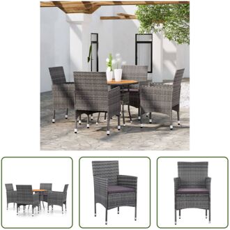 Tuinmeubelset - Tafel 80x75cm (øxH) - Stoel 53x58x84cm (BxDxH) - Grijs poly rattan - gepoedercoat