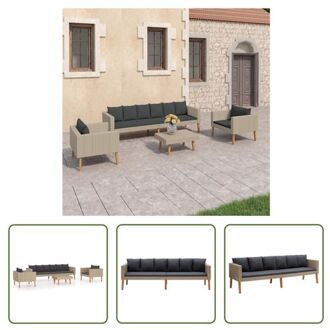 Tuinmeubelset - Tuinset - Materiaal- PE-rattan - gepoedercoat staal - Afmetingen- 218x67x60cm - Beige