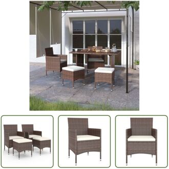 Tuinmeubelset - Tuinstoel en Voetenbank - Bruin - 53x58x84 cm - PE-rattan