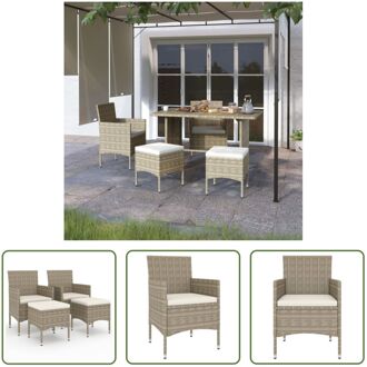 Tuinmeubelset - Vierdelig - Beige - Gepoedercoat staal - PE rattan - 150x120x84 cm