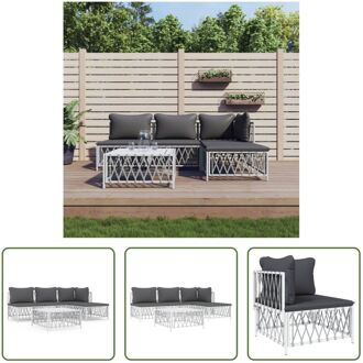 Tuinmeubelset - wit - geweven stof - gepoedercoat staal - 72 x 72 x 66 cm - inclusief kussens