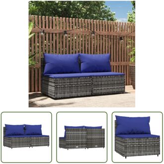 Tuinmiddenbanken - grijs - 63x63x57.5 cm - stoel met kussens - PE-rattan - gepoedercoat staal