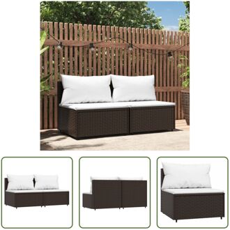 Tuinmiddenbanken - trendy - bruin - 63x63x57.5 cm - weerbestendig PE-rattan