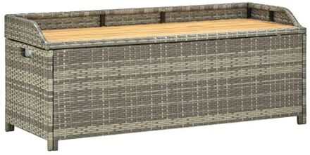 Tuinopbergbank 120 cm poly rattan grijs