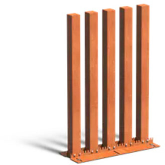Tuinpaal set 5 stuks corten 100 x h. 150 cm