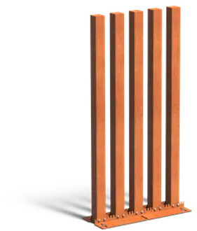 Tuinpaal set 5 stuks corten 100 x h. 200 cm