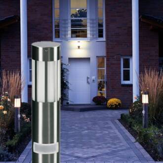 Tuinpadverlichting 475, roestvrij staal, hoogte 90 cm, bewegingsmelder roestvrij staal, wit