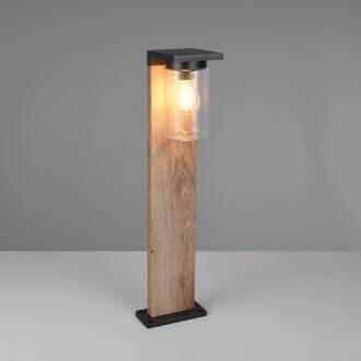 Tuinpadverlichting ARDILA, houtlook, hoogte 65 cm, metaal/glas, IP44