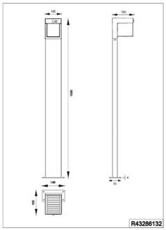Tuinpadverlichting Colombo, zwart mat, metaal, hoogte 100 cm zwart mat, wit