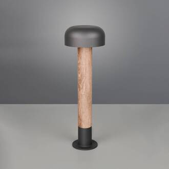 Tuinpadverlichting Fraser, grijs/houtlook, aluminium, IP54, hoogte 84,5 cm hout, donkergrijs