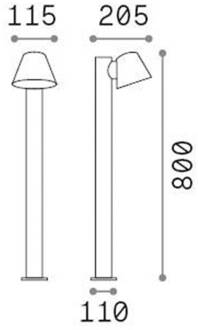 Tuinpadverlichting gas, zwart, aluminium, hoogte 80 cm