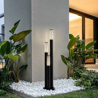tuinpadverlichting Gavros, gegoten aluminium, 3-lamps zwart, transparant