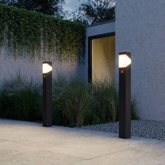 Tuinpadverlichting Kiran, 100 cm, sensor, grijs, IP44, E27 grafietgrijs, opaalwit