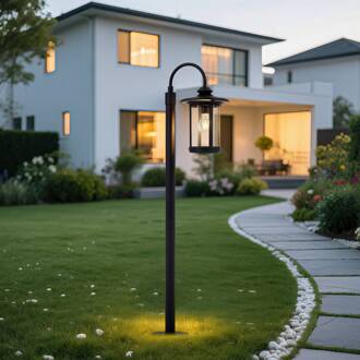 tuinpadverlichting Zayn, zwart, glas, hoogte 109 cm, IP65 zwart, transparant