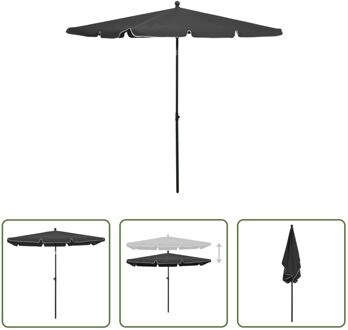 Tuinparasol - Antraciet - 210x140x238cm - UV-beschermend polyester - Stalen paal - Kantelfunctie Grijs