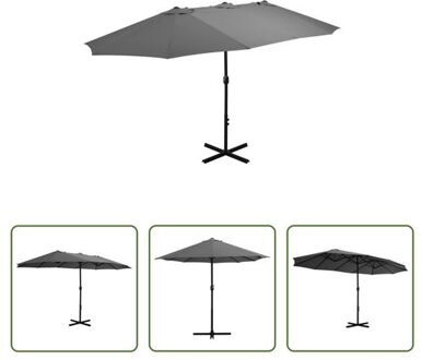 Tuinparasol Antraciet - 460x270x246 cm - UV-beschermend polyester - Stevige kruisvoet - Aluminium paal Grijs