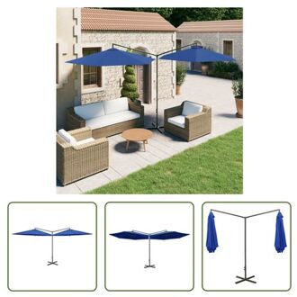 Tuinparasol Dubbel - 600x290x260 cm - Polyester - Azuurblauw