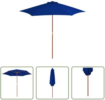 Tuinparasol Houten - 270 x 244 cm - Blauw - UV-bescherming - 38 mm paaldiameter