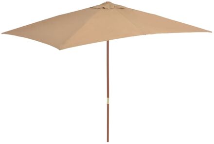 Tuinparasol met houten paal 200x300 cm taupe Bruin