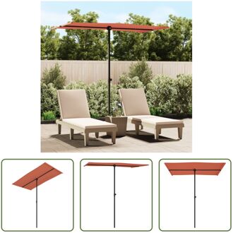 Tuinparasol - Terracotta - 180x110x208 cm - UV-beschermend polyester - Sterke stalen paal Bruin