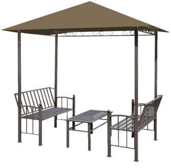 Tuinpaviljoen met tafel en bankjes 180 g/m² 2,5x1,5x2,4 m taupe