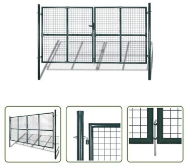 Tuinpoort - Donkergroen - 306 x 200 cm - Staal - Zwaar slot