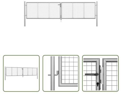 Tuinpoort - Gazen hekpoort - 415 x 125 cm - Gegalvaniseerd staal