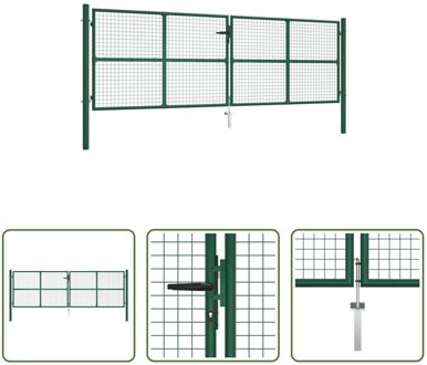 Tuinpoort - Gazen Hekpoort - Staal - Donkergroen - 415x175cm - Corrosiebestendig