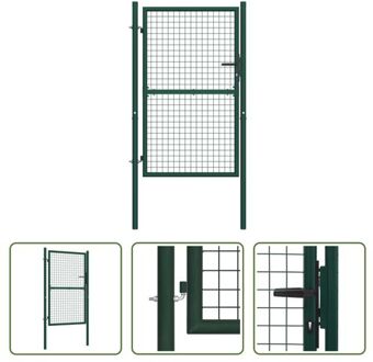 Tuinpoort - Groen 100x150cm - Staal - Vergrendelbaar met 3 sleutels