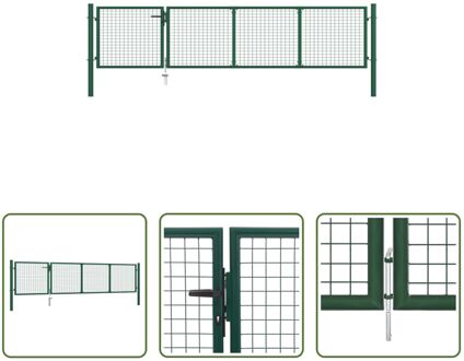 Tuinpoort Groen - 350 x 125 cm - Staal Robuust en veilig incl - slot