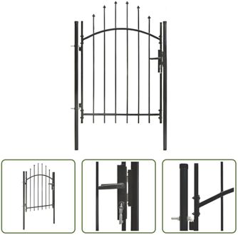 Tuinpoort - Moderne - praktische ingang - Stabiel en duurzaam - Zwart - Gepoedercoat staal - 1 x 1.5